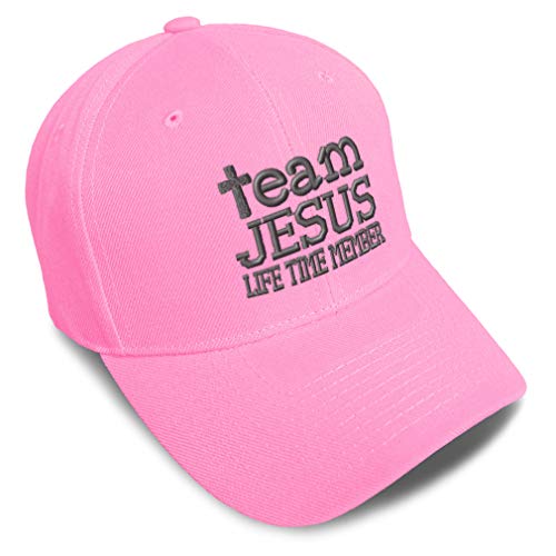 Custom Baseball Cap Team Jesus Life Time Member Christian God - color: Soft Pink Design Only