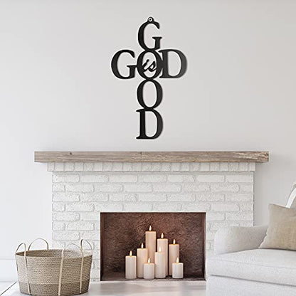 God is Good Black Cross Metal Wall Art Hanging Sign Nice Religious Decor Present for Home Wall Decoration in Family Office (Metal, 9.84 x 15.75 Inch) - size: 9.84 x 15.75 Inch