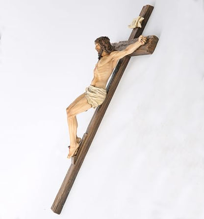 BC Catholic Crucifix Wall Cross, 20.75"H Large Jesus Cross for Wall - size: 20.8"L x 11.5"W