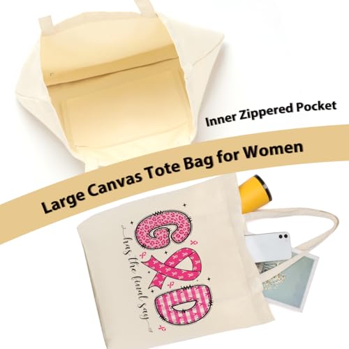 Christian Gifts for Women, Canvas Tote Bag, Faith Gifts for Women Girl Sister Inspirational Religious Gift Birthday - color: Pink Christian 756