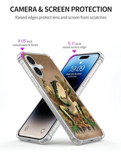 Frog Playing Guitar Phone Case Compatible with iPhone 17, Hippie Cool Music Toad Phone Cover for iPhone 17 - color: Frog