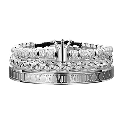WFYOU Stainless Steel Bracelets for Men Gold Cuff Bracelet Birthday Gifts - color: Silver 3