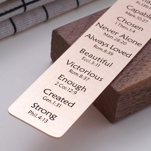 Christian Metal Bookmark with Bible Verses, Faith-Based Gift with 2026 Charm, Faith Affirmation Gift, Motivational Religious Scripture Reading Accessory for Women Men, Rose Gold - style: Rose Gold