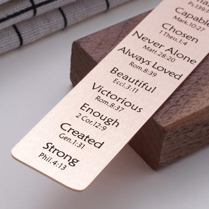 Christian Metal Bookmark with Bible Verses, Faith-Based Gift with 2026 Charm, Faith Affirmation Gift, Motivational Religious Scripture Reading Accessory for Women Men, Rose Gold - style: Rose Gold