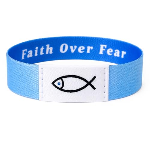 Lusinus Bible Verse Bracelets, Tap for Scripture, NFC Daily Wristband - color: BLUE (Faith Over Fear)