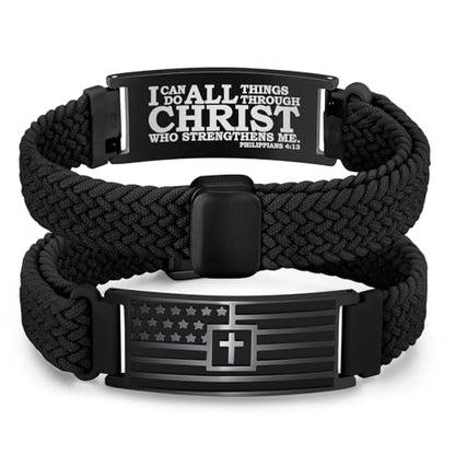 VNOX American Flag Cross Bible Verse Bracelet for Men Teen Boys Kids Stocking Stuffers,Religious Christian Jewelry Mens Easter Valentines Baptism Birthday Gift Ideas - style: Philippians 4:13
