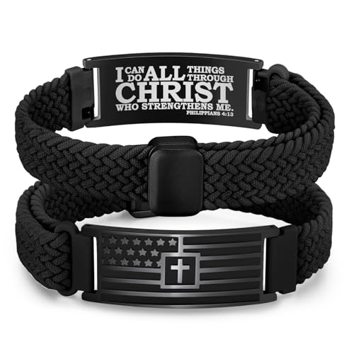 VNOX American Flag Cross Bible Verse Bracelet for Men Teen Boys Kids Stocking Stuffers,Religious Christian Jewelry Mens Easter Valentines Baptism Birthday Gift Ideas - style: Philippians 4:13