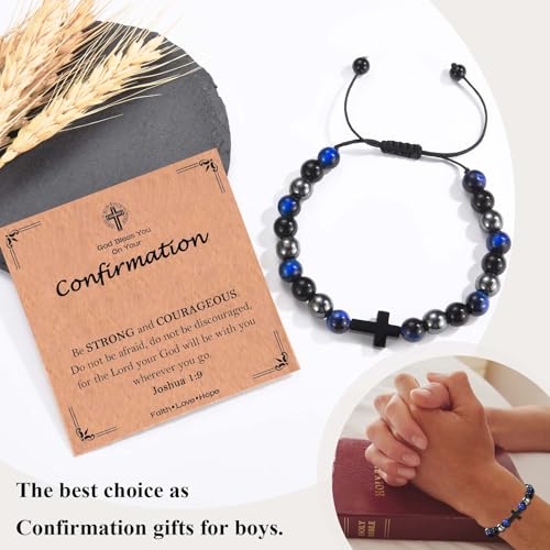 Cross Bracelet for Boys Baptism Confirmation First Communion Gifts - color: Confirmation