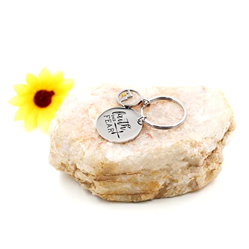 Uloveido Stainless Steel Faith Cross Keychain & Jesus Loves Me Christian Keyring Mustard Seed Charms Religious Jewelry - style: Faith Over Fear-round Mountain