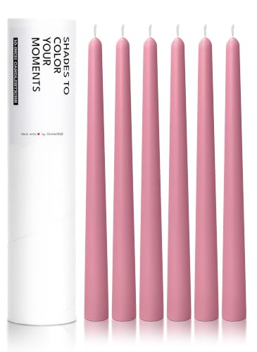 6 PK 10" Classic Taper Candles, Dusty Rose Pink, 7-8 Hours Long Burning, Unscented Tall Candlesticks - color: Dusty Rose Pink, size: 6PK