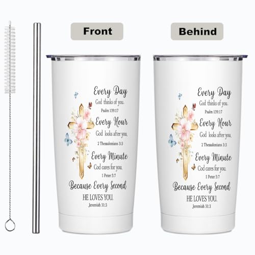 Christian Gifts for Women 20oz Stainless Steel Tumbler with Lid and Straw - color: Multi 1371