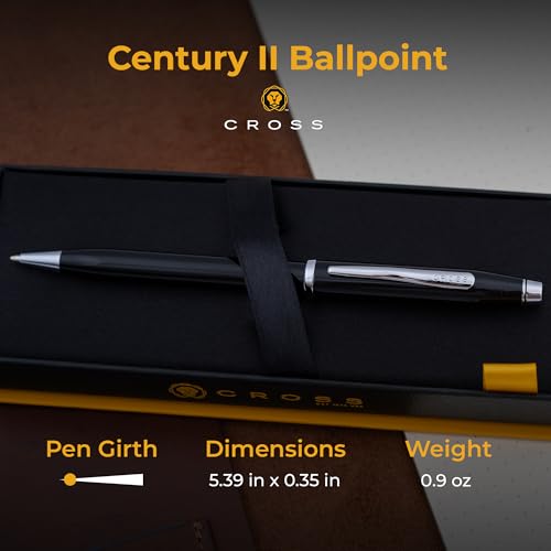 Cross Century II Personalized Ballpoint Pen, Black Lacquer with Chrome Trim - color: Black Chrome Trim