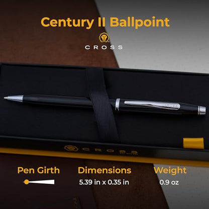 Cross Century II Personalized Ballpoint Pen, Black Lacquer with Chrome Trim - color: Black Chrome Trim