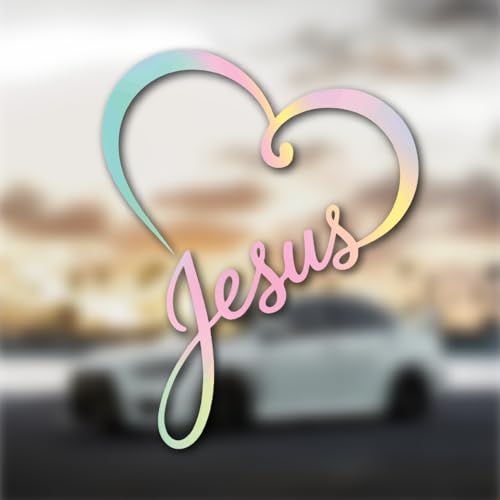 Pastel Jesus Heart Christian Car Sticker, Pink - color: Pastel Jesus Heart Vinyl Decal