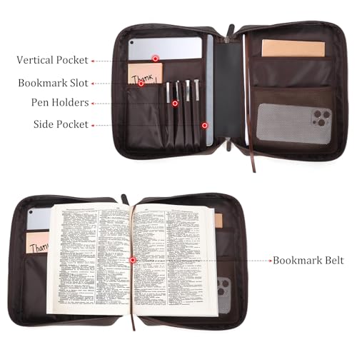 Polare Full Grain Cowhide Leather Bible Cover Church Bag Bible Protective Book Holder Carrying Case Folder Organizer Portfolio (Dark Brown with Shoulder Strap) - style: Dark Brown with Shoulder Strap