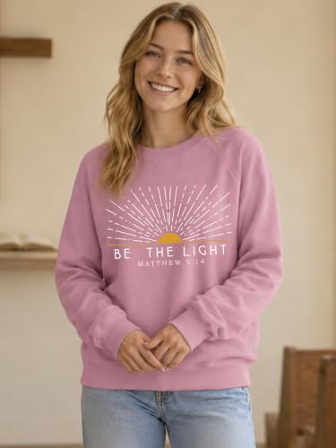 Christian Sweatshirt for Women Be The Light Pullover - color: Pink, size: XX-Large