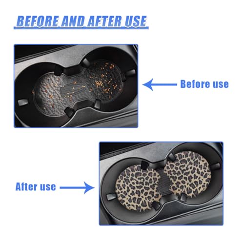 Leopard Print Car Cup Holder Coasters, 2.77'' Drink Cup Mat, No.2 - size: No.2