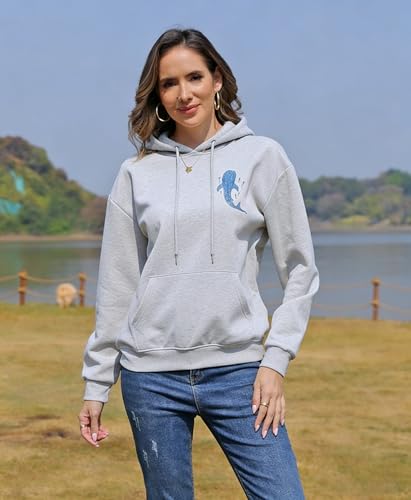 Christian Hoodie for women Whale Shark Beach Ocean Seaside Hoodies - color: Carolina Blue, size: Medium