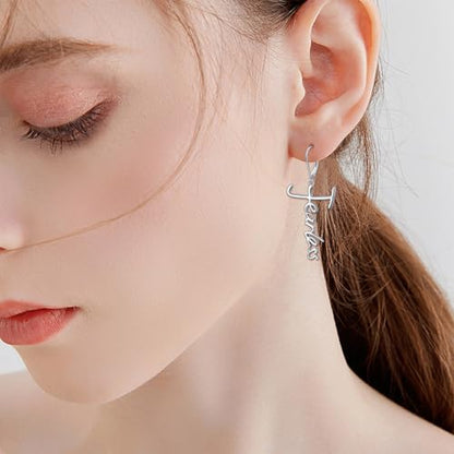 925 Sterling Silver Infinity Love of God Simple Dainty Faith Cross Dangle Earrings Religious Gift for Women - color: Fearless