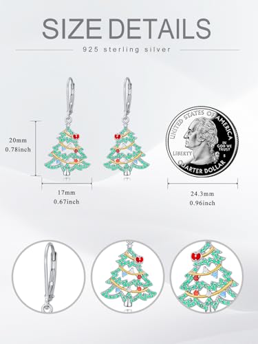 Dorunmo 925 Sterling Silver Dangle Drop Earrings for Women Holiday Earrings Hypoallergenic Halloween Christmas Jewelry Festival Gifts for Women - style: Christmas Tree-02
