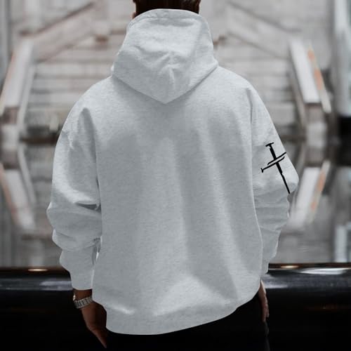Christian Hoodies for Men Bible Religious Sweatshirts Jesus Hoodie - color: Light Grey02, size: Small