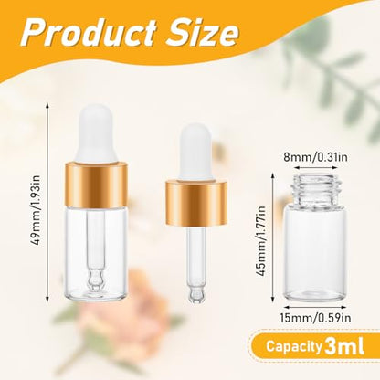 20 Pack 3ml Mini Dropper Bottle for Cuticle Oil - size: 3ml