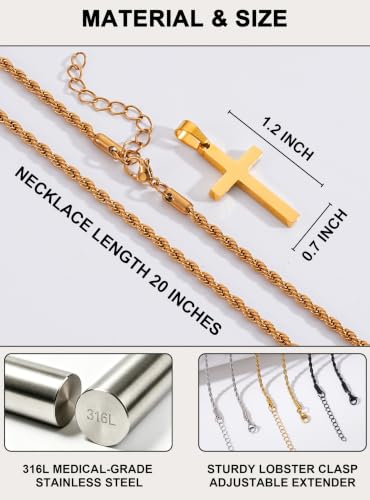 Birthday Gifts Cross Necklace for Boys 6-13 Years Old - color: Gold