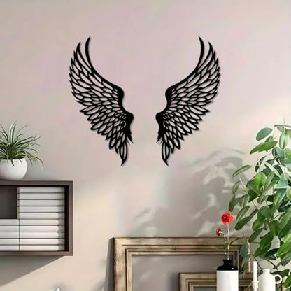 DUOOLN Angel Wings Metal Wall Decor Art, Abstract Butterfly Sculpture Black - color: Black - 2 Pcs Wings