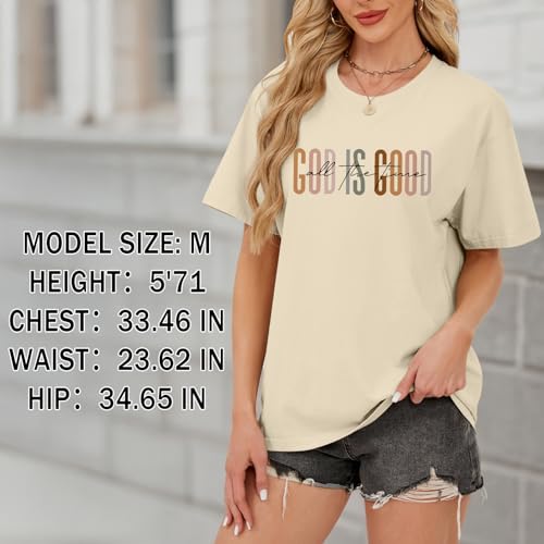 Tuislay Christian God is Good Shirt for Women Faith Jesus Shirts Bible Verse Religious Tshirts Inspirational Tees Cute Tops - color: Apricot, size: X-Large