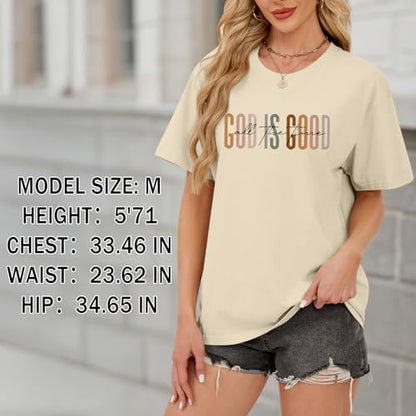 Tuislay Christian God is Good Shirt for Women Faith Jesus Shirts Bible Verse Religious Tshirts Inspirational Tees Cute Tops - color: Apricot, size: XX-Large