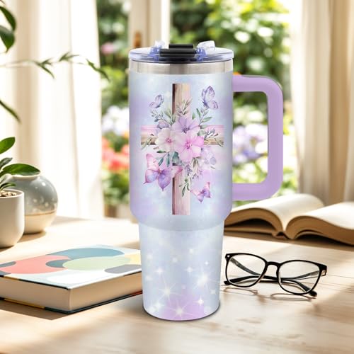 DUUV Christian Tumbler 40oz, Insulated Christian Gifts for Mom Women - color: Butterfly Christian