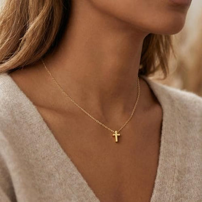 Gold Cross Necklace for Women, Dainty Small Cross Pendant - color: Necklace01