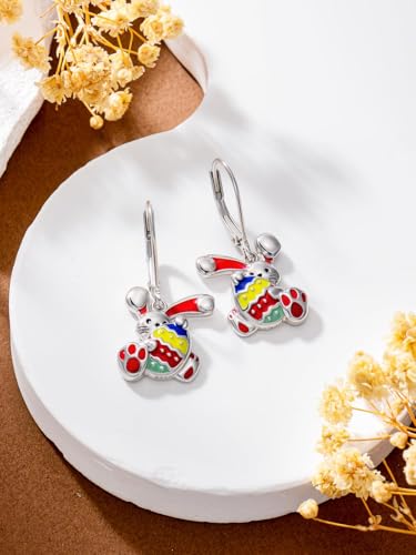 Dorunmo 925 Sterling Silver Dangle Drop Earrings for Women Holiday Earrings Hypoallergenic Halloween Christmas Jewelry Festival Gifts for Women - style: Easter-Bunny-08