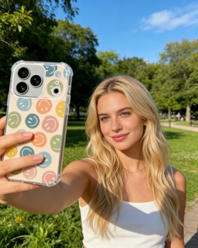 Cute Colorful Smile Face Phone Case Compatible with iPhone 17 Pro, Happy Face Phone Cover for iPhone 17 Pro - color: Colorful Smile Face
