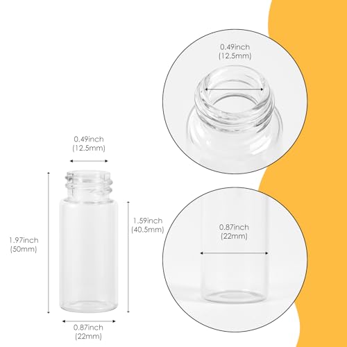 12PCS 10ml Clear Glass Small Vials with Screw Caps & Plastic Stoppers - size: 10ml