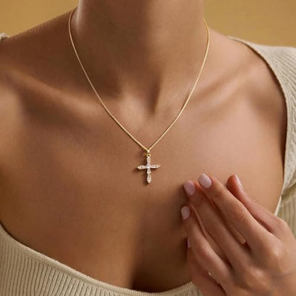 Gold Cross Necklace for Women, Dainty Small Cross Pendant - color: Necklace05
