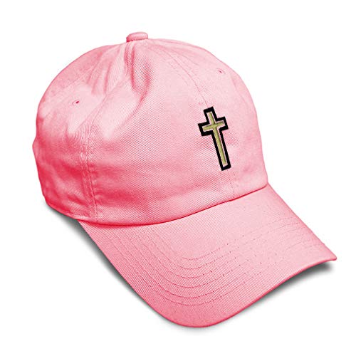 Soft Baseball Hat Embroidered Dad Hat Chaplain Cross Jesus God Christian Faith Men & Ladies Baseball Cap - color: Coral Design Only