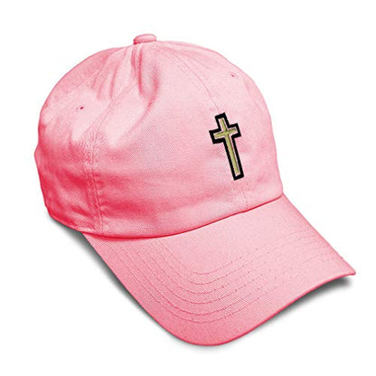 Soft Baseball Hat Embroidered Dad Hat Chaplain Cross Jesus God Christian Faith Men & Ladies Baseball Cap - color: Coral Design Only