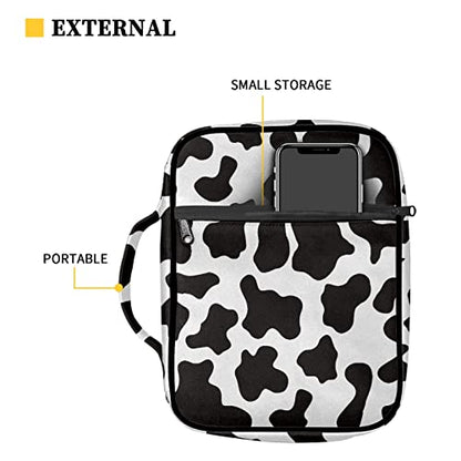Coldinair Cow Print Bible Cover for Men Women with Handles and Zippered Pocket,Bible Carrying Case,Bible Tote Bag for Kids,Bible Book Cover,Bible Accessories,Christian Gifts - color: Cow