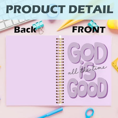 Yhtrg Purple Preppy God Is Good Notebooks, Brown Christian Spiral Notebook Gift for Women, Bible Journaling Notebooks for Office School Supplies, 5.5x8.3 Inch - color: god13