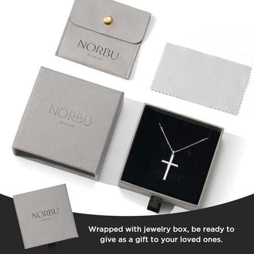 NORBU S925 Cross Necklace for Women, 18K Gold Plated Womens Cross Necklaces - color: Silver
