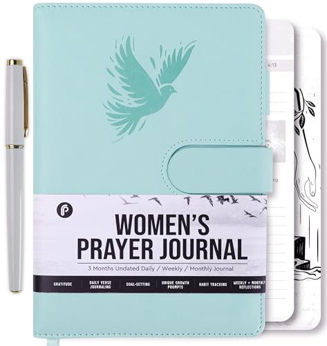 Prazoli Prayer Journal for Women - Daily Devotional Journaling Book for Woman, Religious Baptism & Christian Gifts & Bible Study Supplies for Church Note Taking, Devotional Notebook Accessories - color: Women's Blue Dove