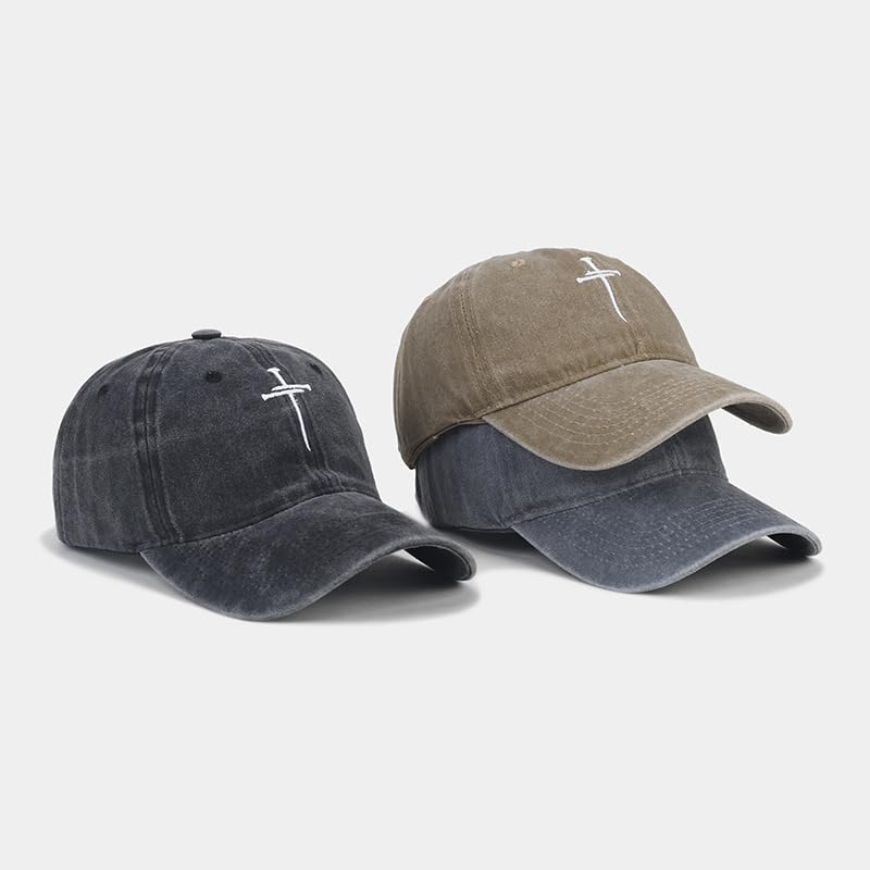 Quanhaigou Baseball Cap Dad Hat Adjustable Fashion Hats for Men Women Polo Trucker Unisex Style Headwear - color: Cross Nails Khaki