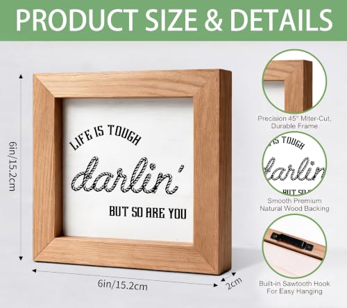 Life Is Tough Darlin But So Are You Framed Wooden Farmhouse Wall Art - color: Life39