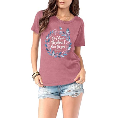 LBP Womens Christian Wildflowers Shirts Grow in Grace Shirt Bible Verse Faith-Based Tee Tops - color: Pink1, size: Medium