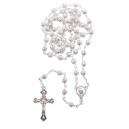 Wowser Light of Christ First Holy Communion Silver Tone Rosary
