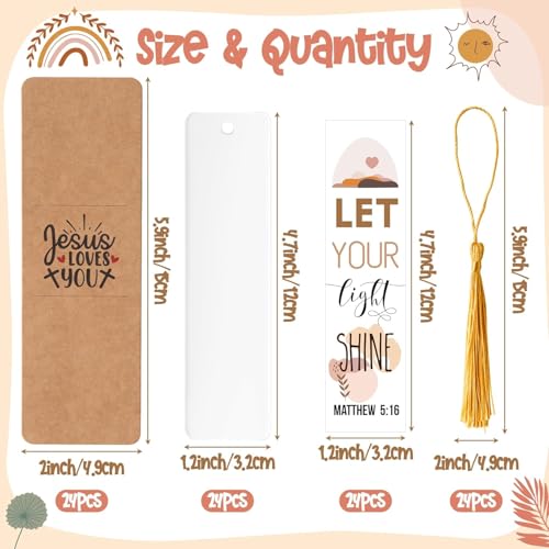 Haooryx Boho Christian Bible DIY Bookmarks 96Pcs Bible Verse DIY Bookmark - style: Boho