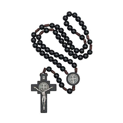 Intercession Mens St Bennedict Large Rosary - style: Black