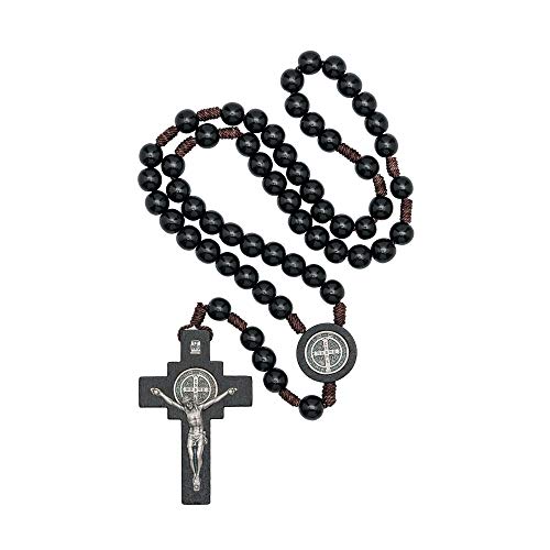 Intercession Mens St Bennedict Large Rosary - style: Black
