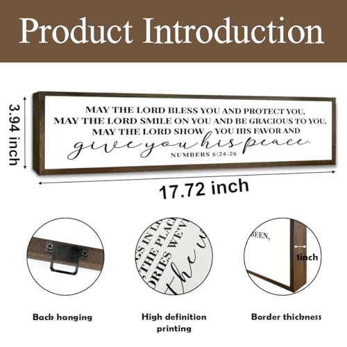 Christian Wood Sign, Decorative Wall Art, Home Living Room Decor for Table Shelf, Housewarming Gift, Scripture Numbers 6:24-26 Signs, May the Lord Bless You and Protect You Sign 17.8x4x1.2 inches - color: Religion Sign 06
